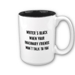 image of a mug with text explaining writer's block